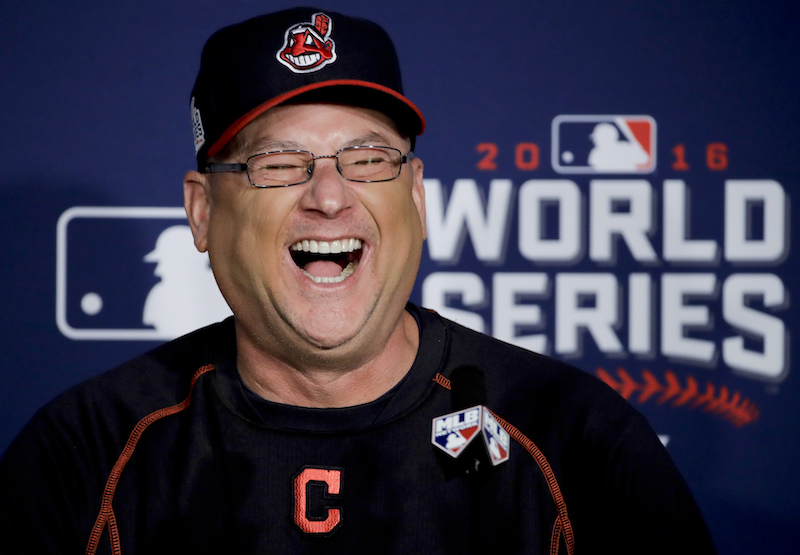 Cleveland Indians manager Terry Francona laughs during a news conference before Game 6 of the Major League Baseball World Series against the Chicago Cubs Tuesday, Nov. 1, 2016, in Cleveland. (AP Photo/Gene J. Puskar)