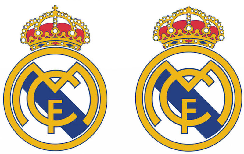 Escudo clásico y escudo para Medio Oriente del Real Madrid. Foto: Especial